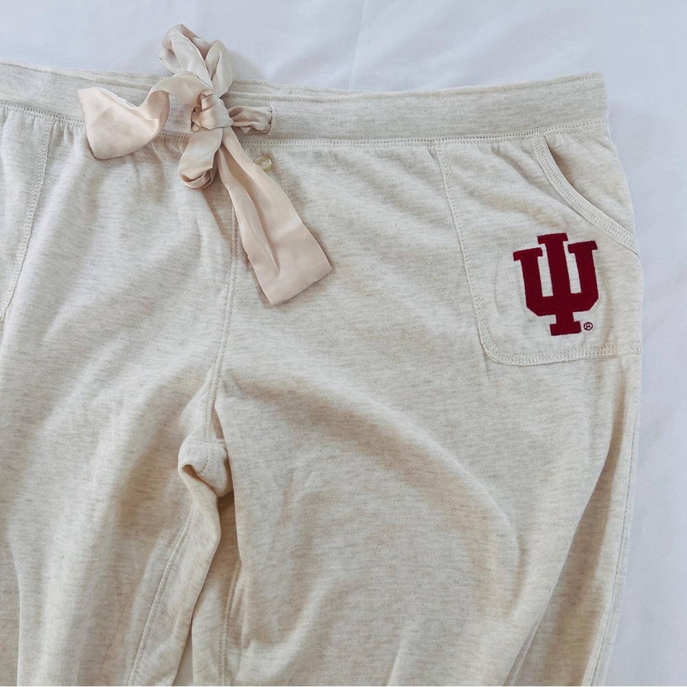 Women's Cream Jogger Pants‎ with IU Logo Indiana University size Large